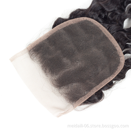 150% density brazilian water wave 4x4 human hair closure with baby hair